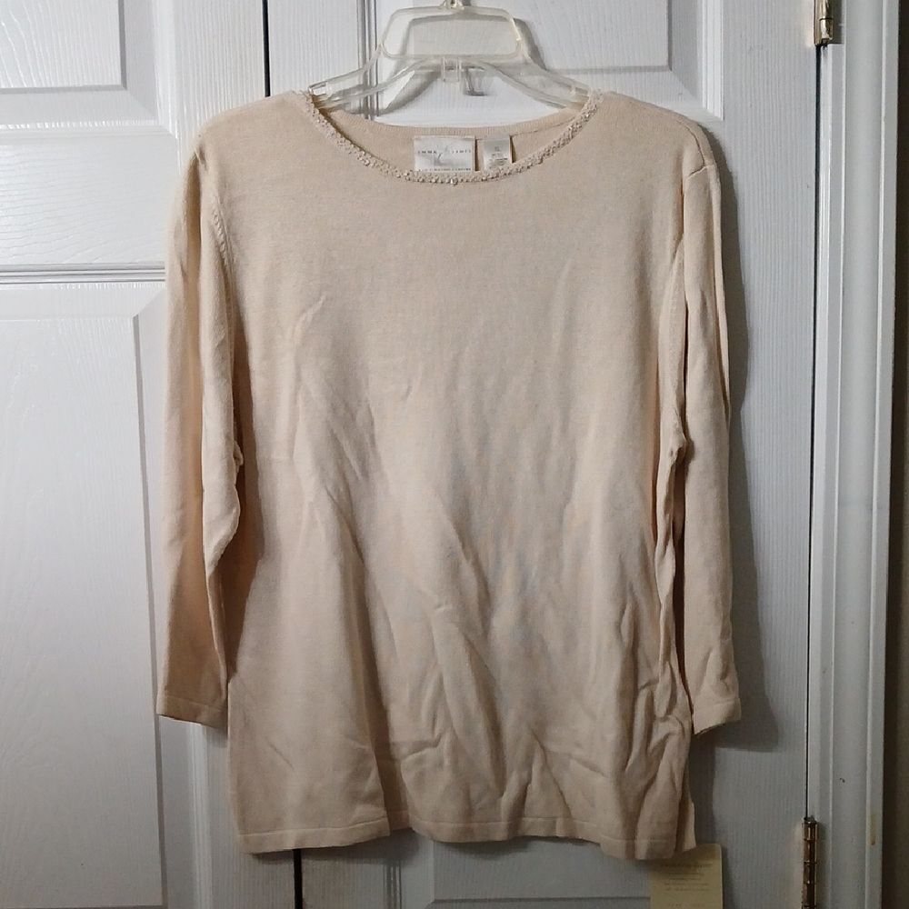 Emma James ivory silk and cashmere blend lightweight sweater Sz XL NWT